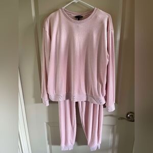 Light pink Banana Republic velour sweatshirt and jogger set